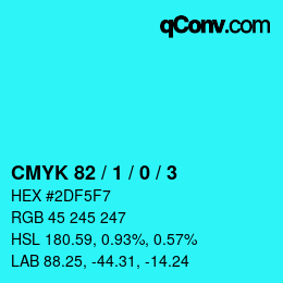 Color code: CMYK 82 / 1 / 0 / 3 | qconv.com