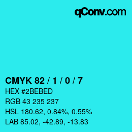 Color code: CMYK 82 / 1 / 0 / 7 | qconv.com