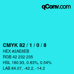 カラーコード: CMYK 82 / 1 / 0 / 8 | qconv.com