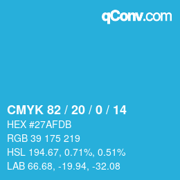 Color code: CMYK 82 / 20 / 0 / 14 | qconv.com