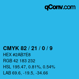Color code: CMYK 82 / 21 / 0 / 9 | qconv.com