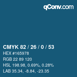 Color code: CMYK 82 / 26 / 0 / 53 | qconv.com