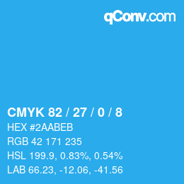 颜色代码: CMYK 82 / 27 / 0 / 8 | qconv.com