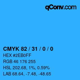 Código de color: CMYK 82 / 31 / 0 / 0 | qconv.com