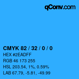 カラーコード: CMYK 82 / 32 / 0 / 0 | qconv.com