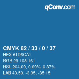 颜色代码: CMYK 82 / 33 / 0 / 37 | qconv.com