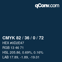 Color code: CMYK 82 / 36 / 0 / 72 | qconv.com