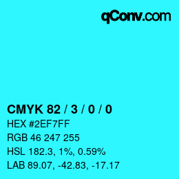 Color code: CMYK 82 / 3 / 0 / 0 | qconv.com