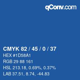 Code couleur: CMYK 82 / 45 / 0 / 37 | qconv.com