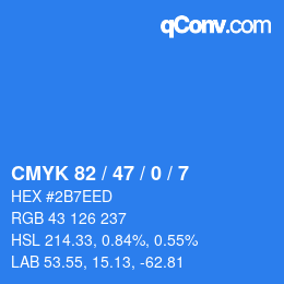 颜色代码: CMYK 82 / 47 / 0 / 7 | qconv.com