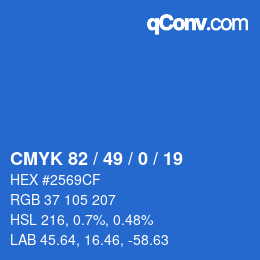 Color code: CMYK 82 / 49 / 0 / 19 | qconv.com