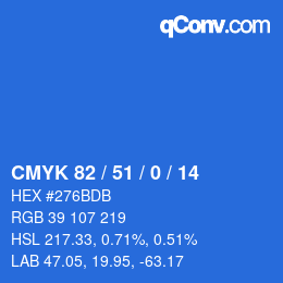 颜色代码: CMYK 82 / 51 / 0 / 14 | qconv.com
