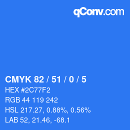 カラーコード: CMYK 82 / 51 / 0 / 5 | qconv.com