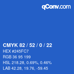 Farbcode: CMYK 82 / 52 / 0 / 22 | qconv.com