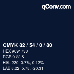 Color code: CMYK 82 / 54 / 0 / 80 | qconv.com