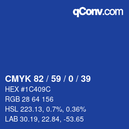 Color code: CMYK 82 / 59 / 0 / 39 | qconv.com