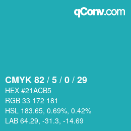 カラーコード: CMYK 82 / 5 / 0 / 29 | qconv.com