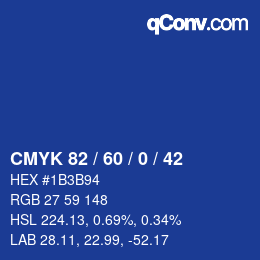 カラーコード: CMYK 82 / 60 / 0 / 42 | qconv.com
