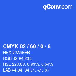 カラーコード: CMYK 82 / 60 / 0 / 8 | qconv.com
