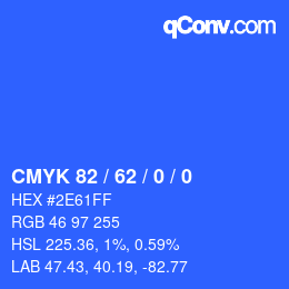 カラーコード: CMYK 82 / 62 / 0 / 0 | qconv.com