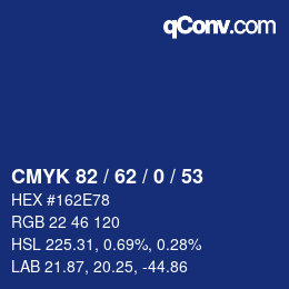 Color code: CMYK 82 / 62 / 0 / 53 | qconv.com