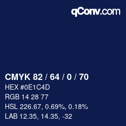 Color code: CMYK 82 / 64 / 0 / 70 | qconv.com