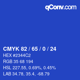 Color code: CMYK 82 / 65 / 0 / 24 | qconv.com