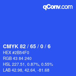 Color code: CMYK 82 / 65 / 0 / 6 | qconv.com