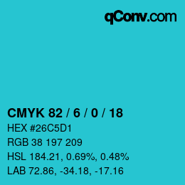 Color code: CMYK 82 / 6 / 0 / 18 | qconv.com