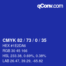 カラーコード: CMYK 82 / 73 / 0 / 35 | qconv.com