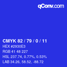 カラーコード: CMYK 82 / 79 / 0 / 11 | qconv.com
