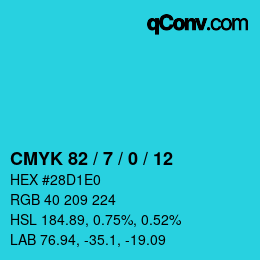 Código de color: CMYK 82 / 7 / 0 / 12 | qconv.com