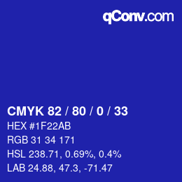 颜色代码: CMYK 82 / 80 / 0 / 33 | qconv.com