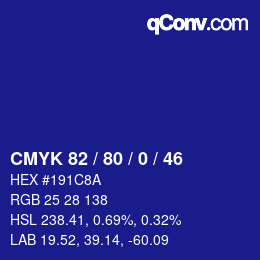 Color code: CMYK 82 / 80 / 0 / 46 | qconv.com