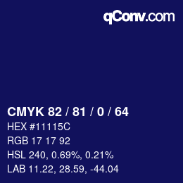 カラーコード: CMYK 82 / 81 / 0 / 64 | qconv.com