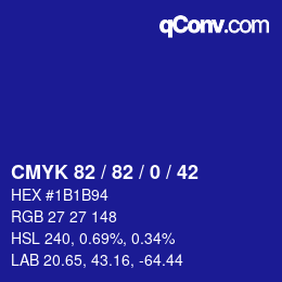 カラーコード: CMYK 82 / 82 / 0 / 42 | qconv.com
