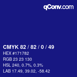 カラーコード: CMYK 82 / 82 / 0 / 49 | qconv.com