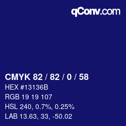 Farbcode: CMYK 82 / 82 / 0 / 58 | qconv.com