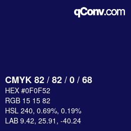 Color code: CMYK 82 / 82 / 0 / 68 | qconv.com