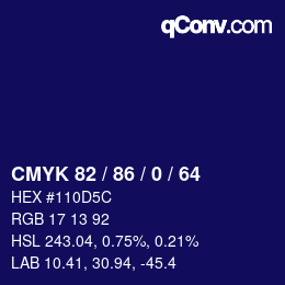 Color code: CMYK 82 / 86 / 0 / 64 | qconv.com
