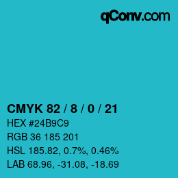 Color code: CMYK 82 / 8 / 0 / 21 | qconv.com