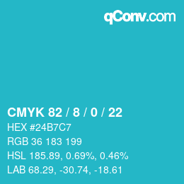 Color code: CMYK 82 / 8 / 0 / 22 | qconv.com