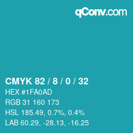 カラーコード: CMYK 82 / 8 / 0 / 32 | qconv.com