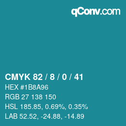 Color code: CMYK 82 / 8 / 0 / 41 | qconv.com