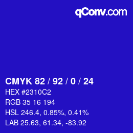 Color code: CMYK 82 / 92 / 0 / 24 | qconv.com