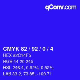Color code: CMYK 82 / 92 / 0 / 4 | qconv.com