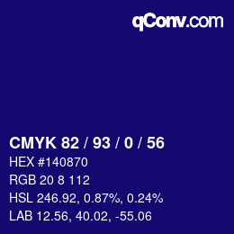 Color code: CMYK 82 / 93 / 0 / 56 | qconv.com