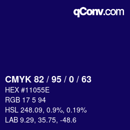カラーコード: CMYK 82 / 95 / 0 / 63 | qconv.com