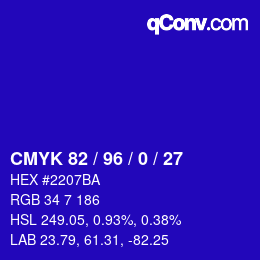 Farbcode: CMYK 82 / 96 / 0 / 27 | qconv.com