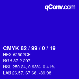 カラーコード: CMYK 82 / 99 / 0 / 19 | qconv.com